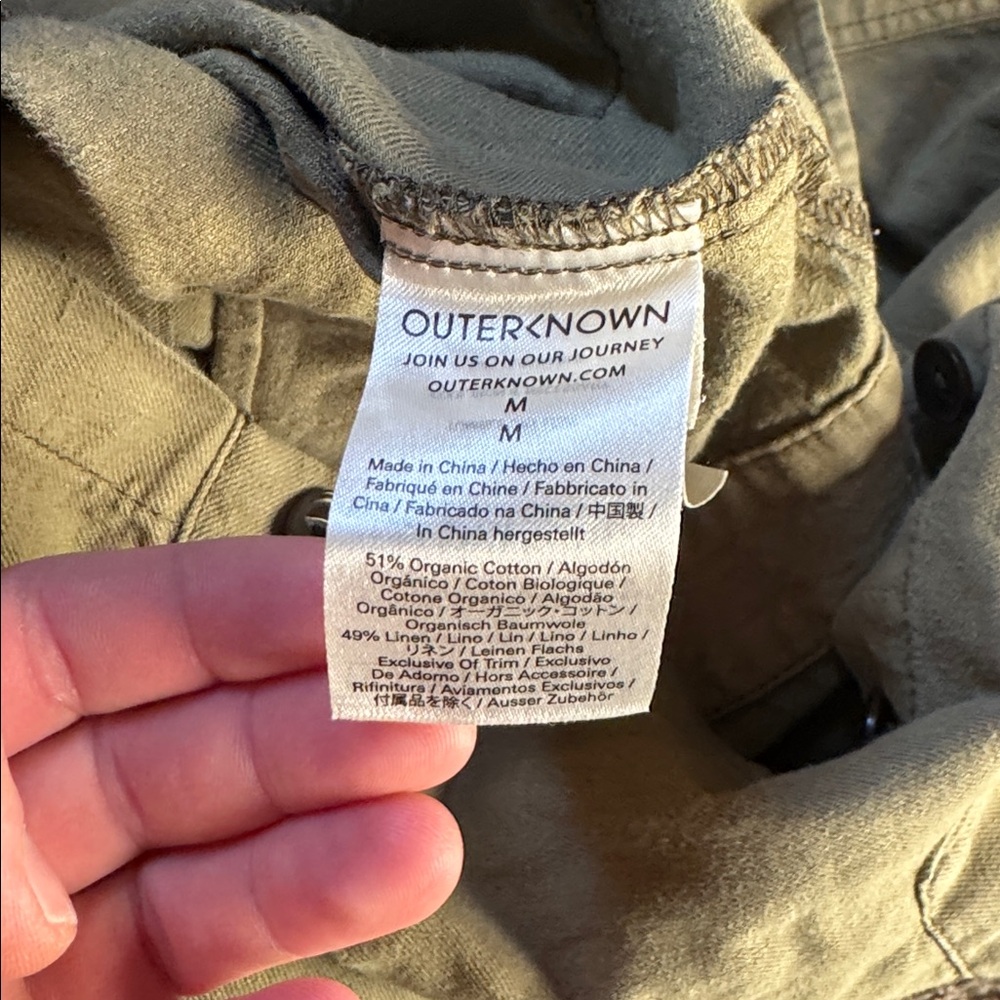 Outerknown SEA Olive Green Organic Cotton Limen‎ Jumpsuit Romper M - Picture 11 of 12